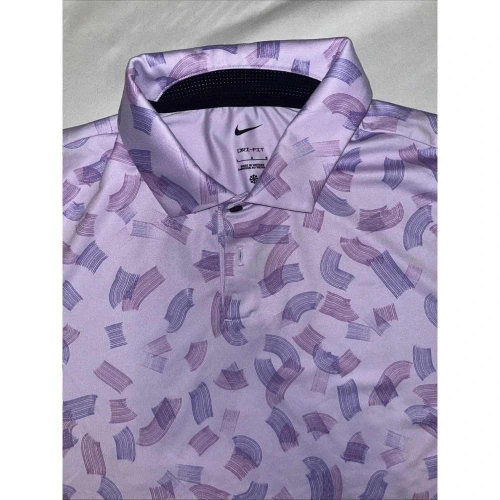 Nike Polo Shirt Mens L Lilac Brushstroke Dri-FIT Golf Performance FD5739-512